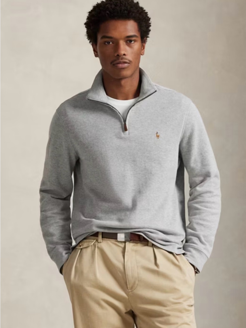 Ralph Lauren Estate Rib Light Heather Gray Crew